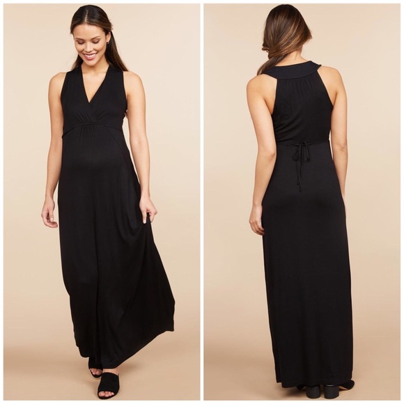motherhood maternity black maxi dress